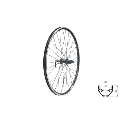 Zapletené kolo zadní KLS DRAFT V-brake R, 26", black